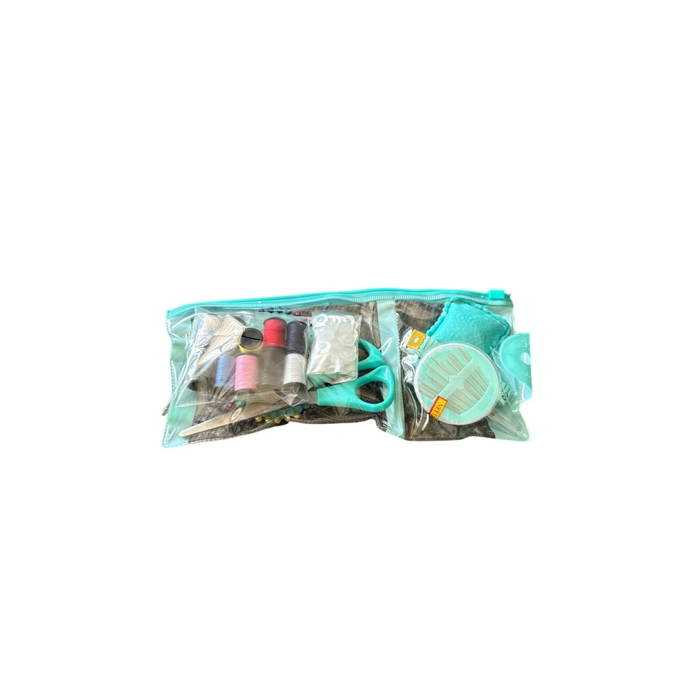 Unbranded Sewing Kit Teal New Travel Mending Set with Scissors Thread